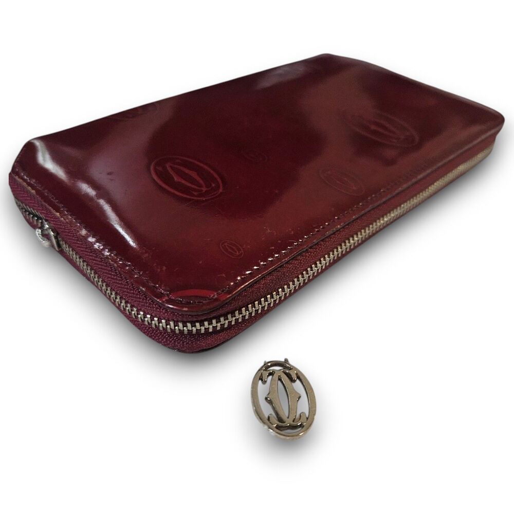 Cartier - Red Patent Leather Happy Birthday Edition Vintage Zippy Long Wallet - Picture 2 of 12